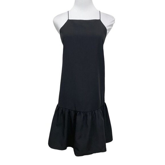 NEVER FULLY DRESSED MAGGIE BLACK CRISS CROSS DROP WAIST MINI RUFFLE DRESS - 2 - Picture 2 of 10